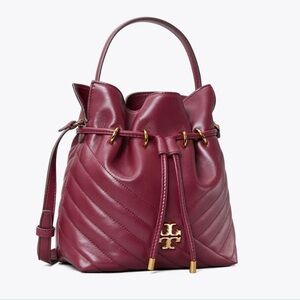 Tory Burch KIRA CHEVRON MINI BUCKET BAG Burgundy